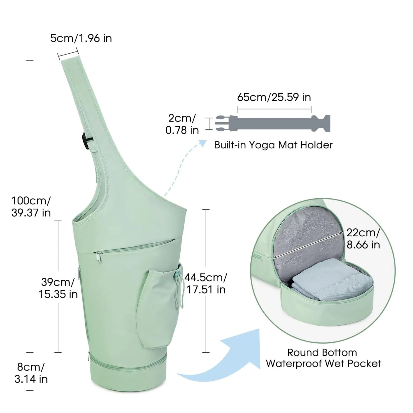 Bolsa para esterilla de yoga - Bolsa multifuncional con bolsillo para botella de agua - Bolsa versátil para esterilla de yoga en el gimnasio para mujer