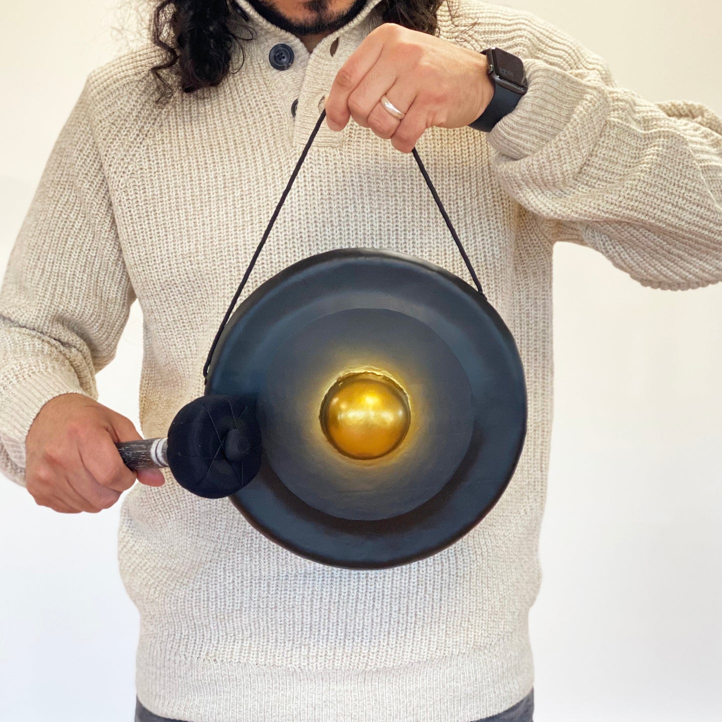 Gong de Meditación Mediano con Soporte - 50cm - Negro