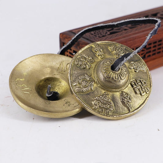 Copper Finger Cymbals Percussion Instrument Ring Clock Yoga Meditation Ding Ring