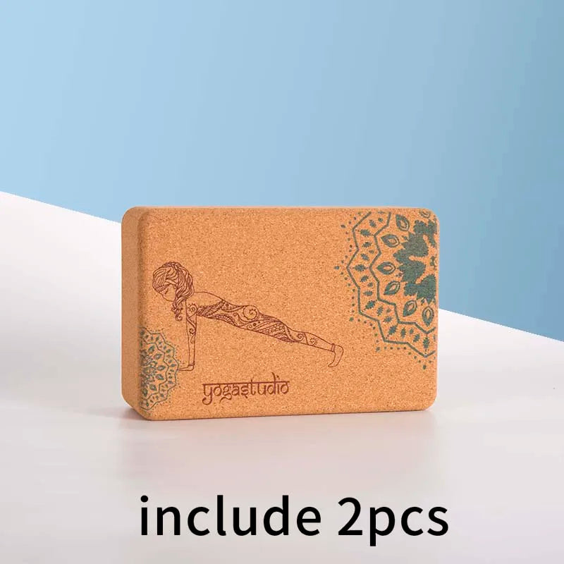 Juego de 2 bloques de yoga de corcho, herramientas deportivas, accesorios, bloque de yoga de madera de corcho, bloque de yoga para gimnasio, almohada de madera Alo