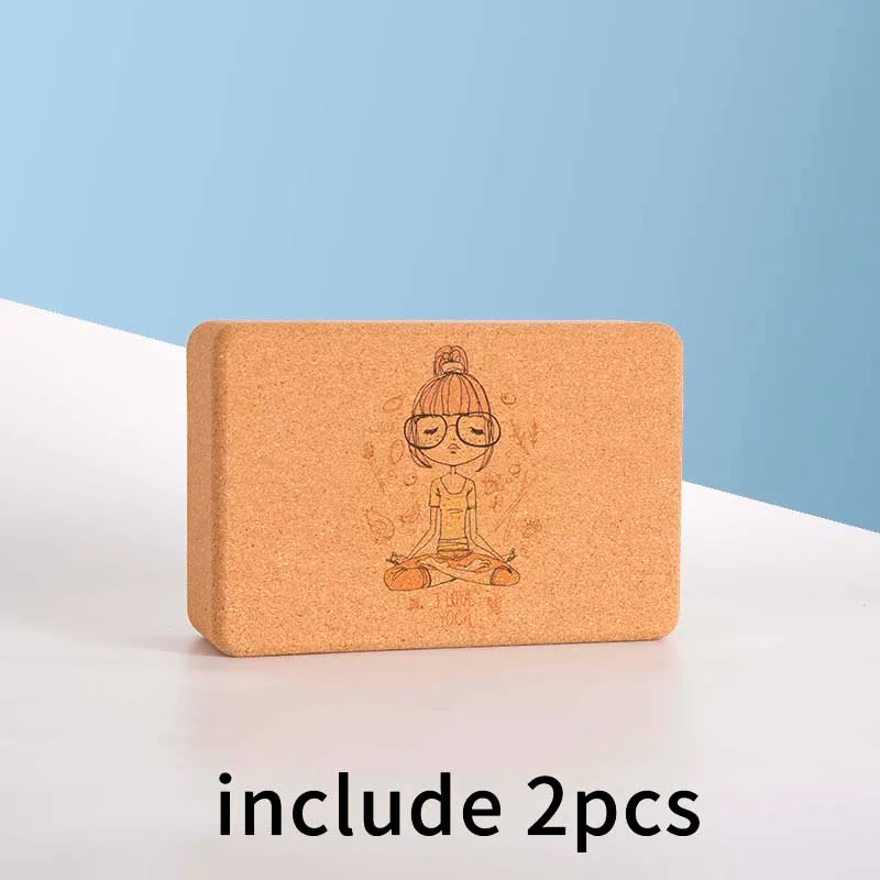Juego de 2 bloques de yoga de corcho, herramientas deportivas, accesorios, bloque de yoga de madera de corcho, bloque de yoga para gimnasio, almohada de madera Alo