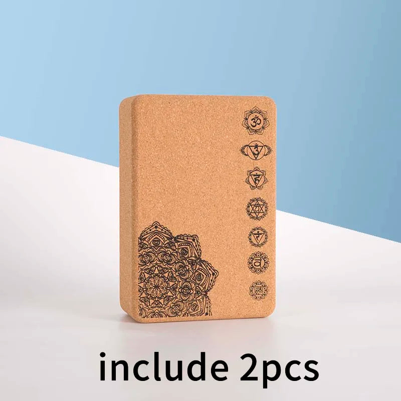 Juego de 2 bloques de yoga de corcho, herramientas deportivas, accesorios, bloque de yoga de madera de corcho, bloque de yoga para gimnasio, almohada de madera Alo