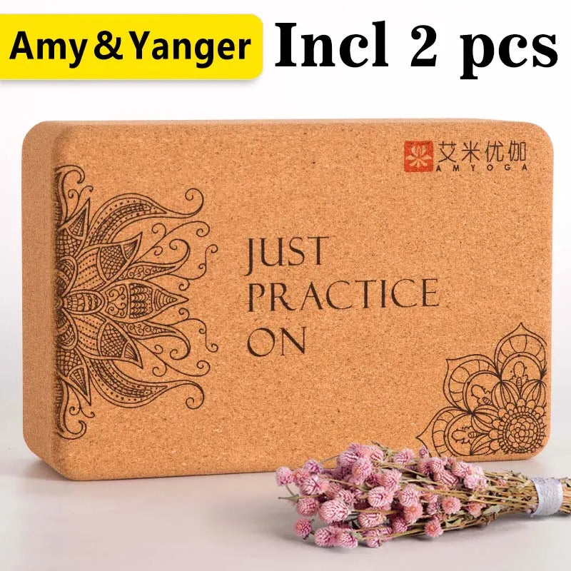 Juego de 2 bloques de yoga de corcho, herramientas deportivas, accesorios, bloque de yoga de madera de corcho, bloque de yoga para gimnasio, almohada de madera Alo