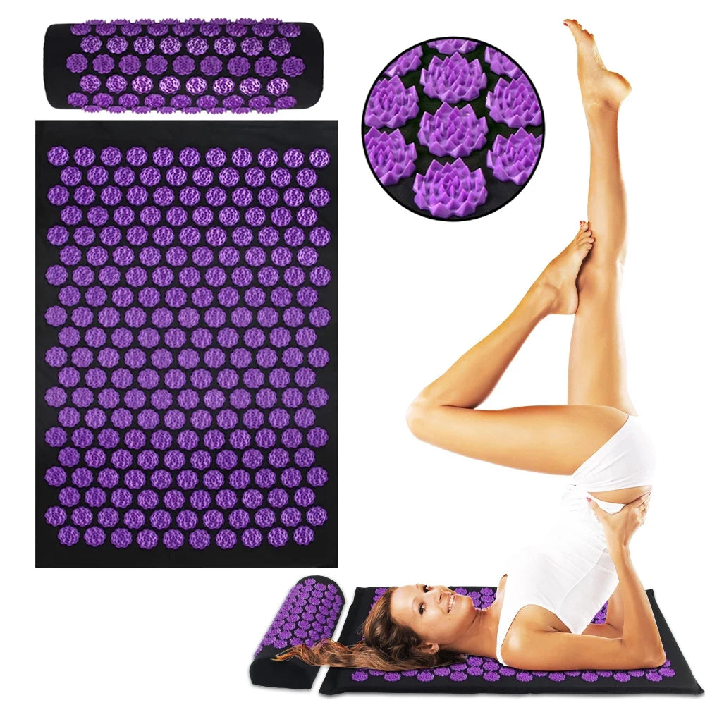 Esterilla de yoga de acupresión, cojín aplicador de Kuznetsov, agujas de masaje corporales Sensi con púas, almohada masajeadora de pies, fitness, pilates